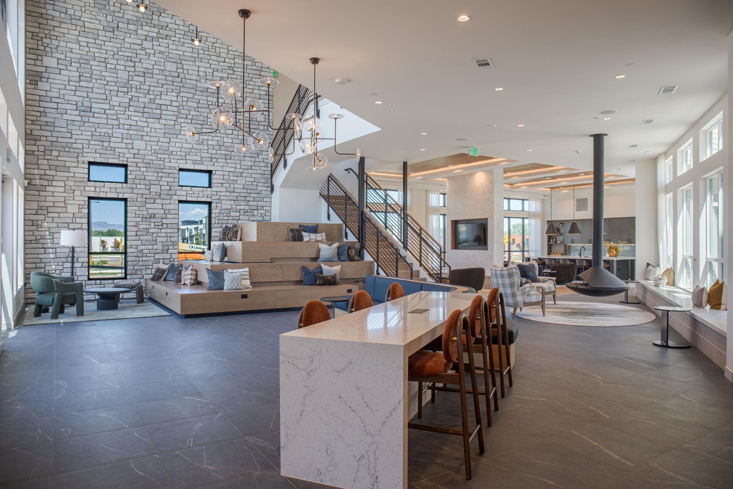 Community Clubhouse, Working Space, and Fireplace